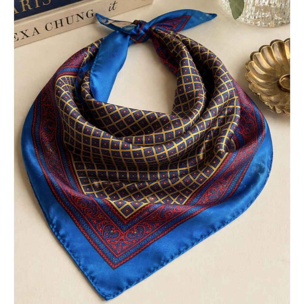 Vintage Gant Italian Silk Neckerchief Square Scarf Bandana Blue 1970s Luxury 18"